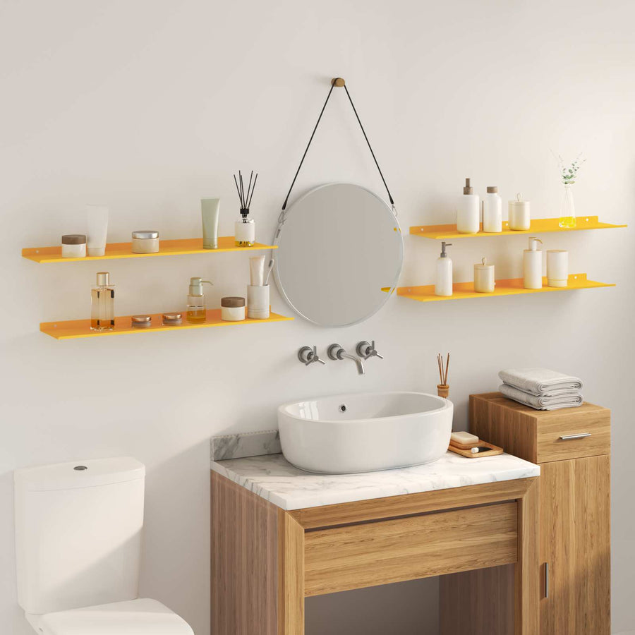 Wandplank met plank 4 pcs Mosterdgeel 80 x 18 x 2,5 cm
