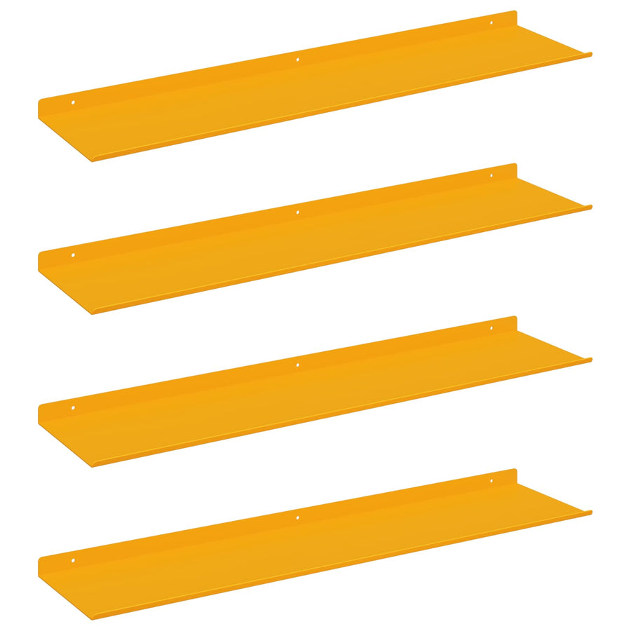 Wandplank met plank 4 pcs Mosterdgeel 80 x 18 x 2,5 cm