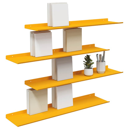 Wandplank met plank 4 pcs Mosterdgeel 80 x 18 x 2,5 cm