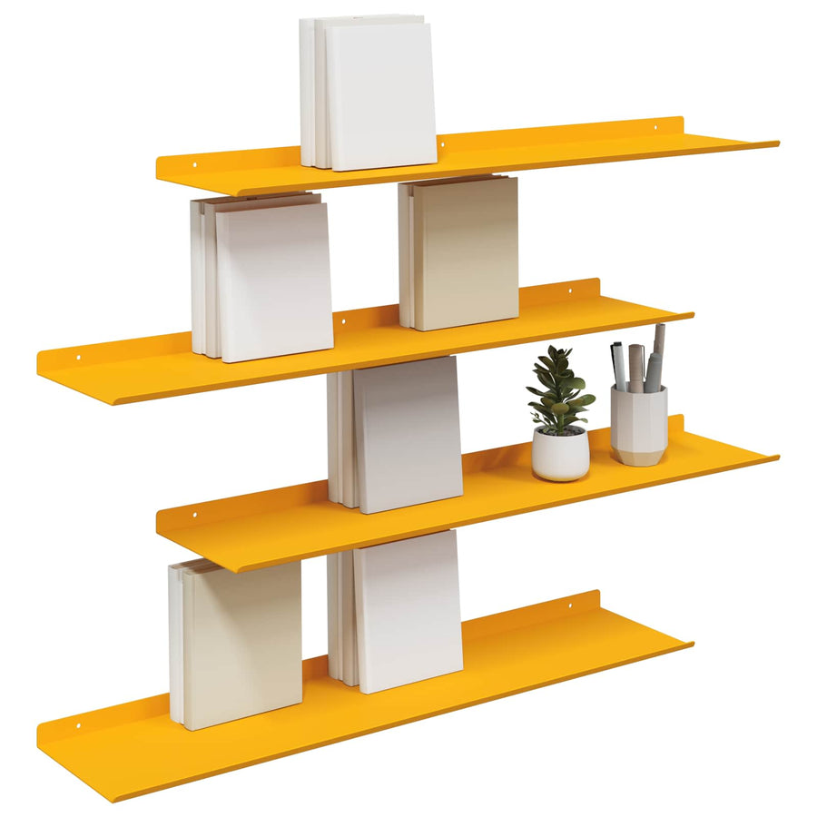 Wandplank met plank 4 pcs Mosterdgeel 80 x 18 x 2,5 cm