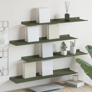 Wandplank 4 stuks olijf groen 80x18x2,5 cm staal