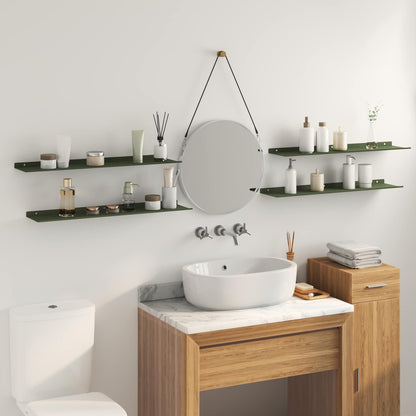 Wandplank met plank 4 pcs Olijf Groen 80 x 18 x 2,5 cm