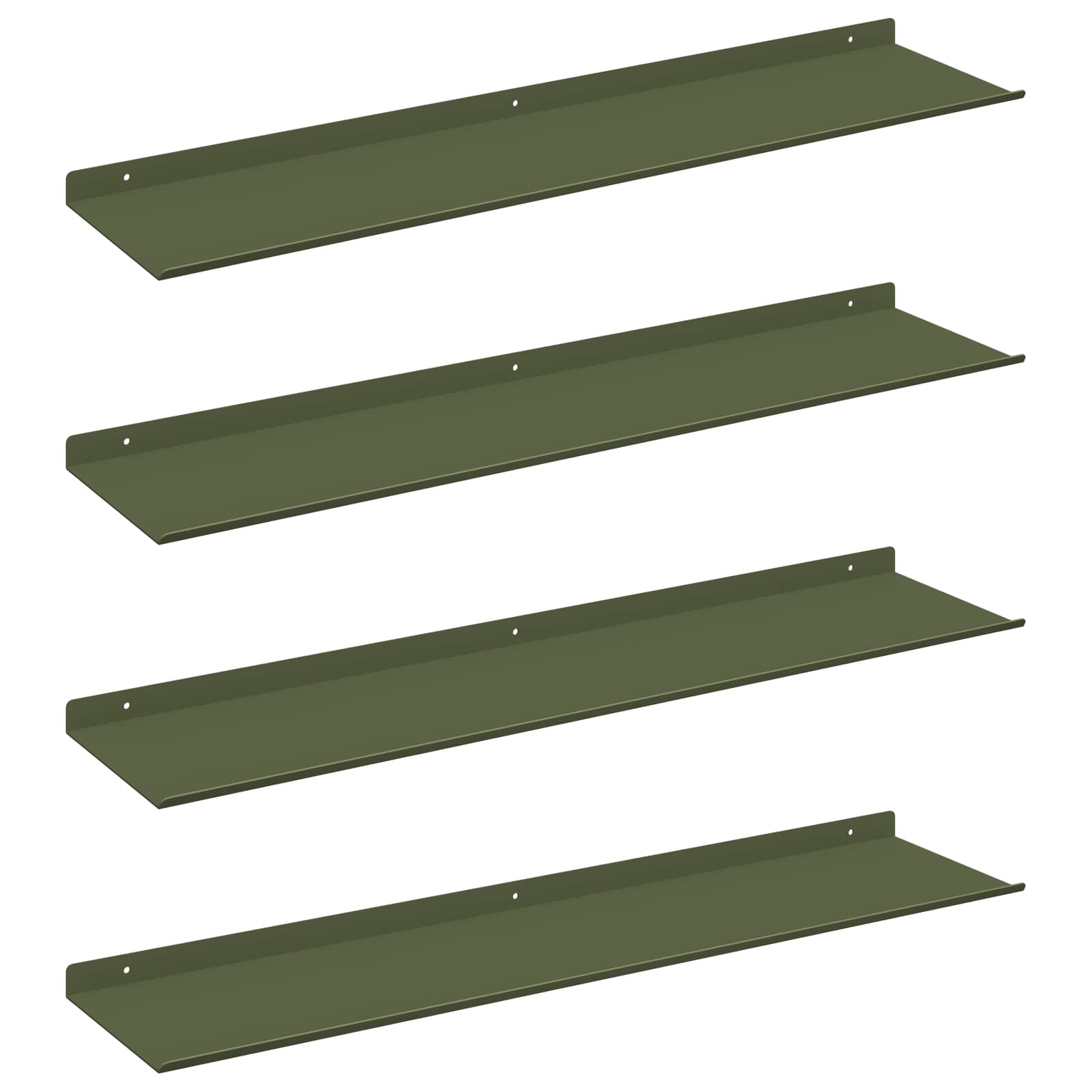 Wandplank met plank 4 pcs Olijf Groen 80 x 18 x 2,5 cm