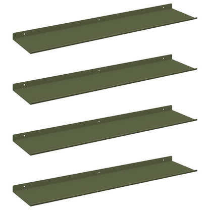 Wandplank met plank 4 pcs Olijf Groen 80 x 18 x 2,5 cm