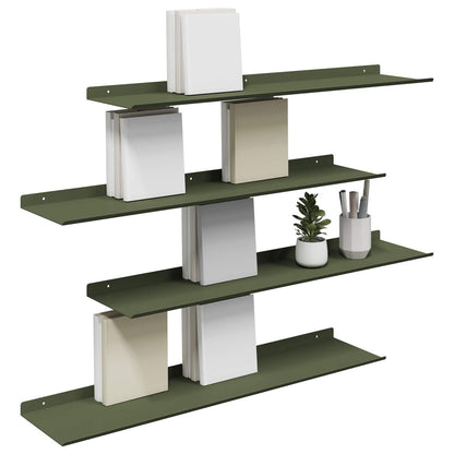 Wandplank met plank 4 pcs Olijf Groen 80 x 18 x 2,5 cm