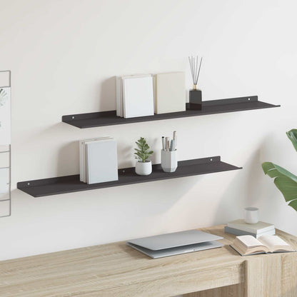 Wandplank met plank met opslag 2 pcs Zwart 100 x 18 x 2,5 cm