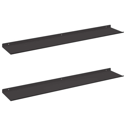 Wandplank met plank met opslag 2 pcs Zwart 100 x 18 x 2,5 cm