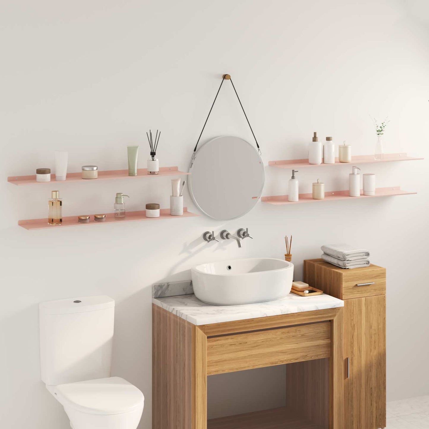 Wandplank met plank Wandgemonteerd 4 pcs Roze 100 x 18 x 2,5 cm