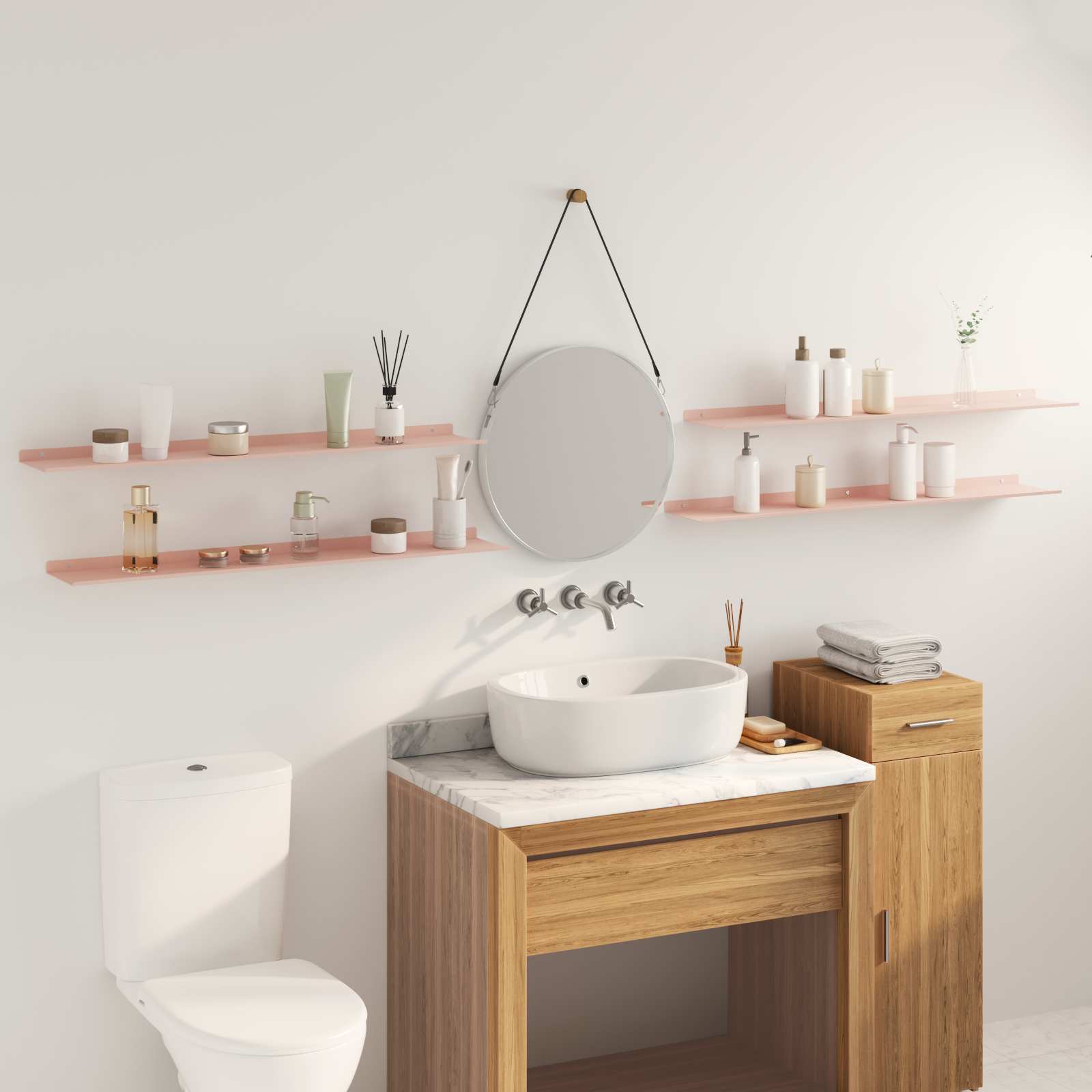 Wandplank met plank Wandgemonteerd 4 pcs Roze 100 x 18 x 2,5 cm