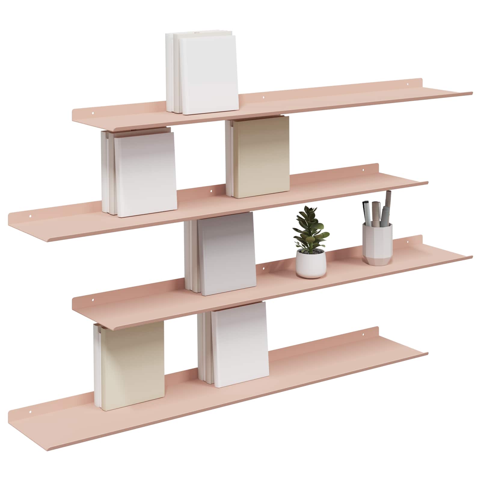 Wandplank met plank Wandgemonteerd 4 pcs Roze 100 x 18 x 2,5 cm