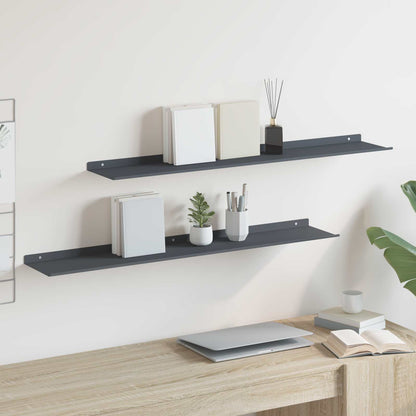 Wandplank met plank 2 pcs Antraciet 100 x 18 x 2,5 cm
