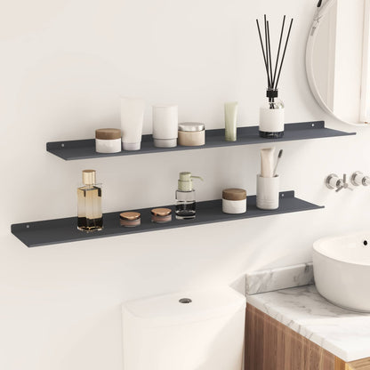 Wandplank met plank 2 pcs Antraciet 100 x 18 x 2,5 cm