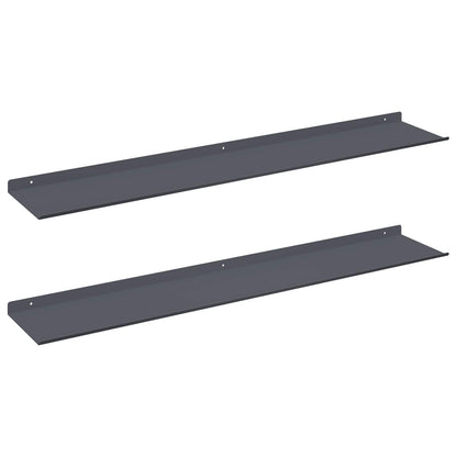 Wandplank met plank 2 pcs Antraciet 100 x 18 x 2,5 cm