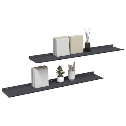 Wandplank met plank 2 pcs Antraciet 100 x 18 x 2,5 cm