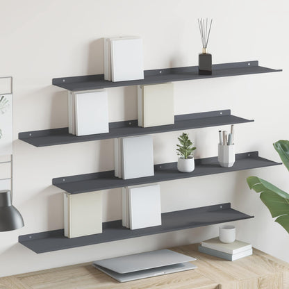 Wandplank met plank 4 pcs Antraciet 100 x 18 x 2,5 cm