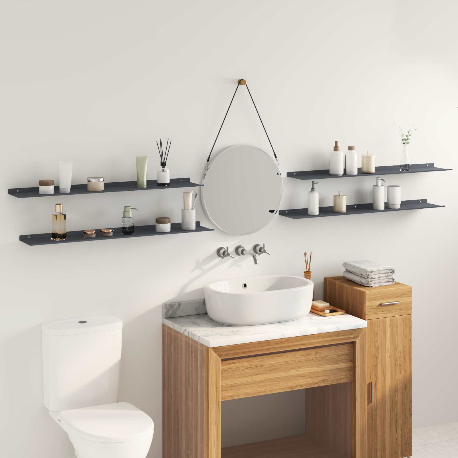 Wandplank met plank 4 pcs Antraciet 100 x 18 x 2,5 cm