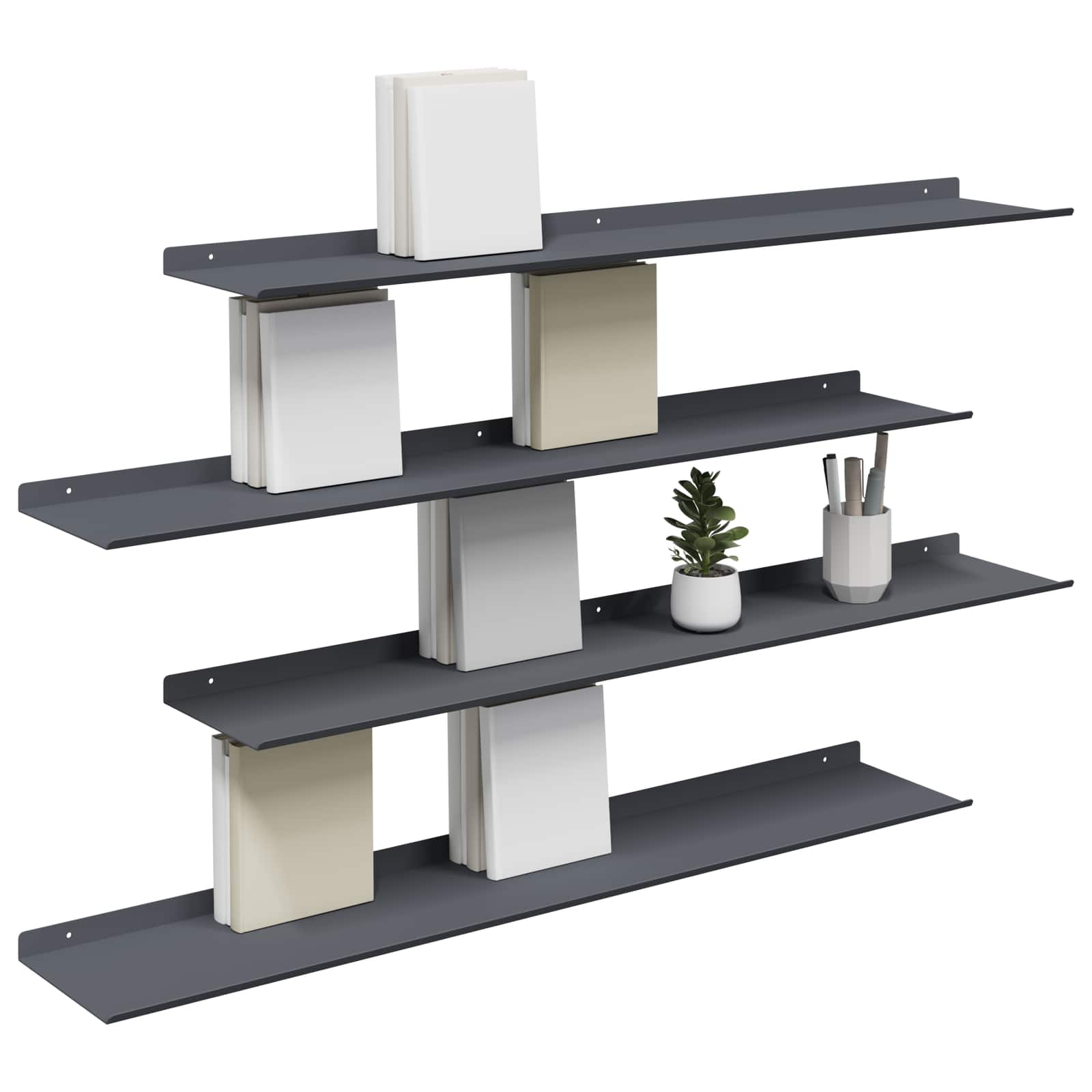 Wandplank met plank 4 pcs Antraciet 100 x 18 x 2,5 cm