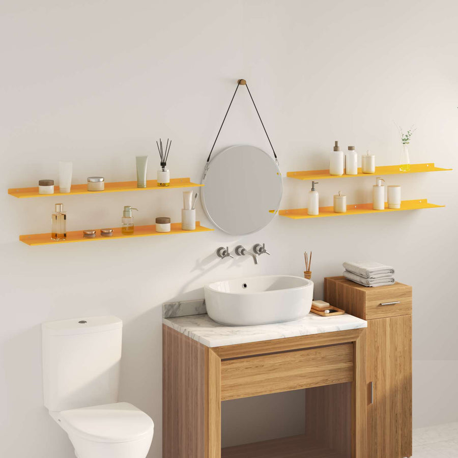 Wandplank met plank 4 pcs Mosterdgeel 100 x 18 x 2,5 cm