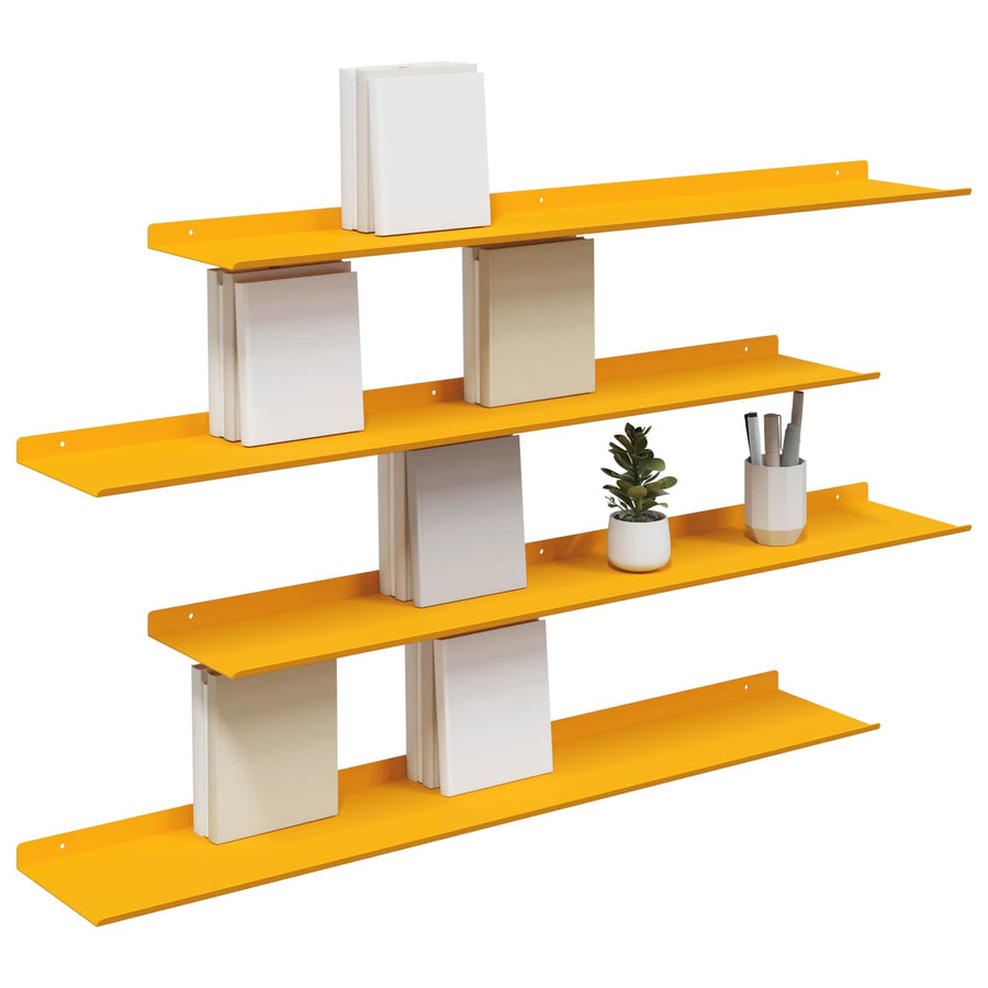 Wandplank met plank 4 pcs Mosterdgeel 100 x 18 x 2,5 cm