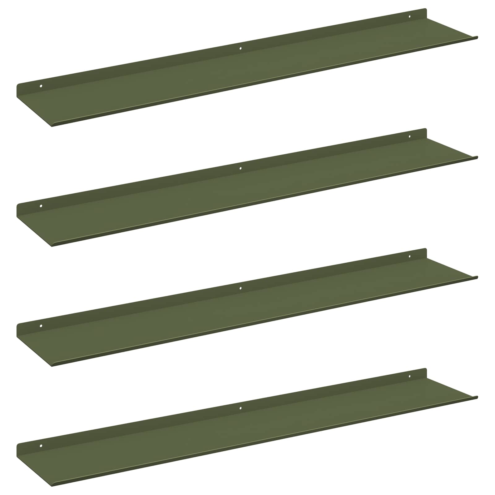 Wandplank met plank 4 pcs Olijf Groen 100 x 18 x 2,5 cm