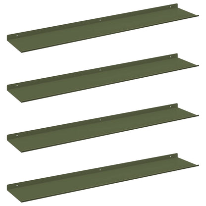 Wandplank met plank 4 pcs Olijf Groen 100 x 18 x 2,5 cm