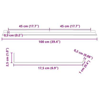 Wandplank met plank 4 pcs Olijf Groen 100 x 18 x 2,5 cm