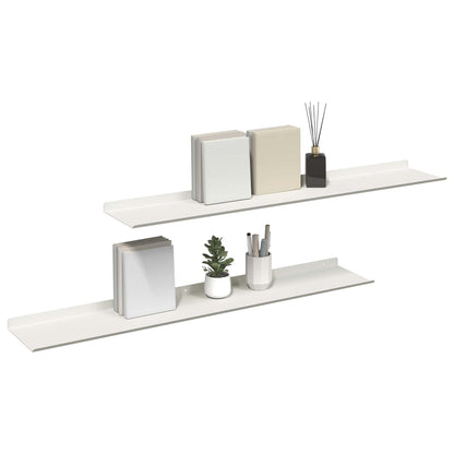 Wandplank met plank Wandgemonteerd 2 pcs Wit 100 x 18 x 2,5 cm