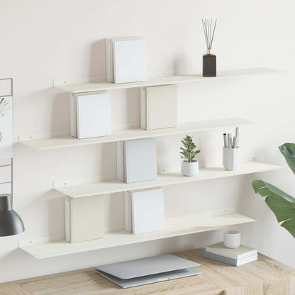 Drijvende plank 4 pcs Wit 100 x 18 x 2,5 cm Staal