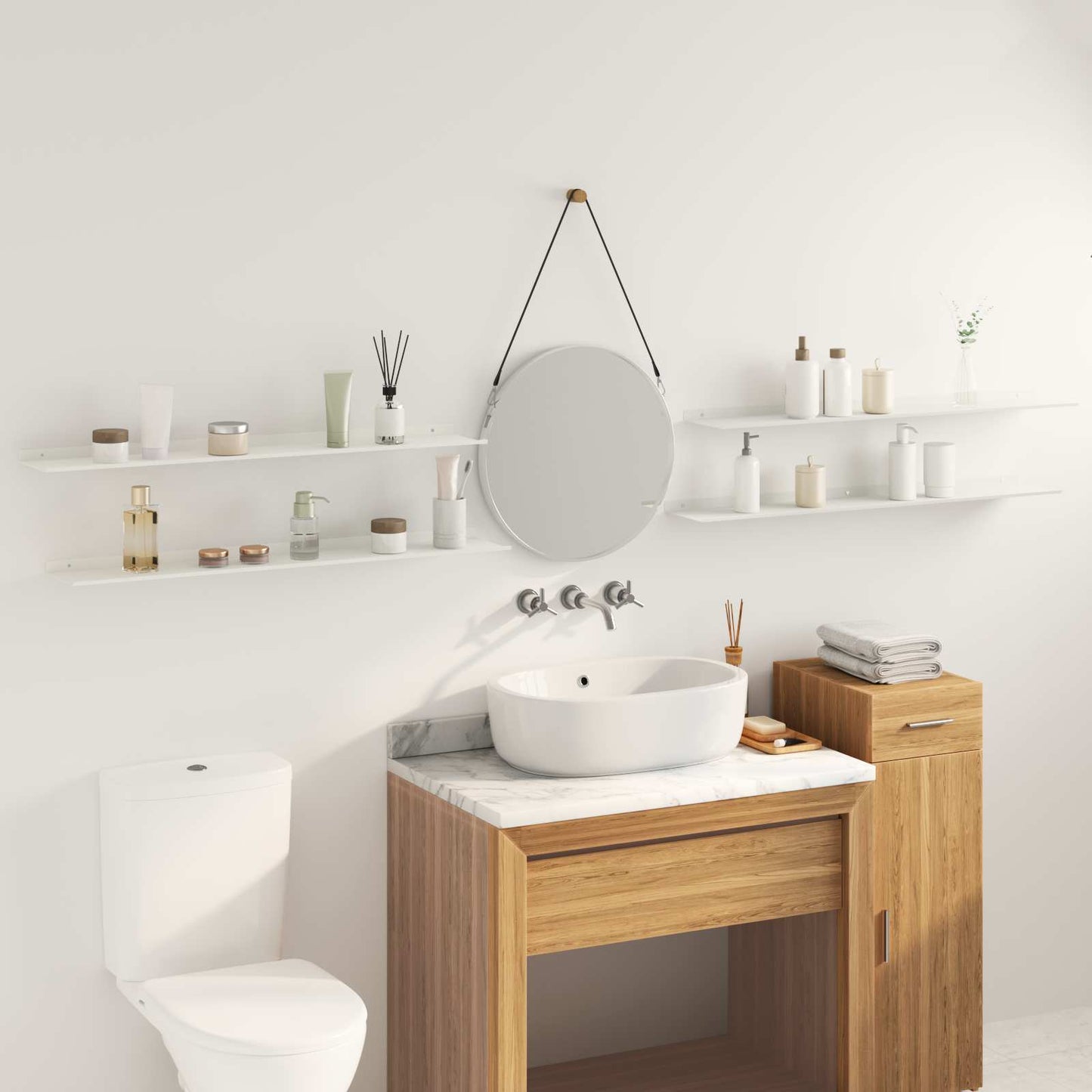 Drijvende plank 4 pcs Wit 100 x 18 x 2,5 cm Staal