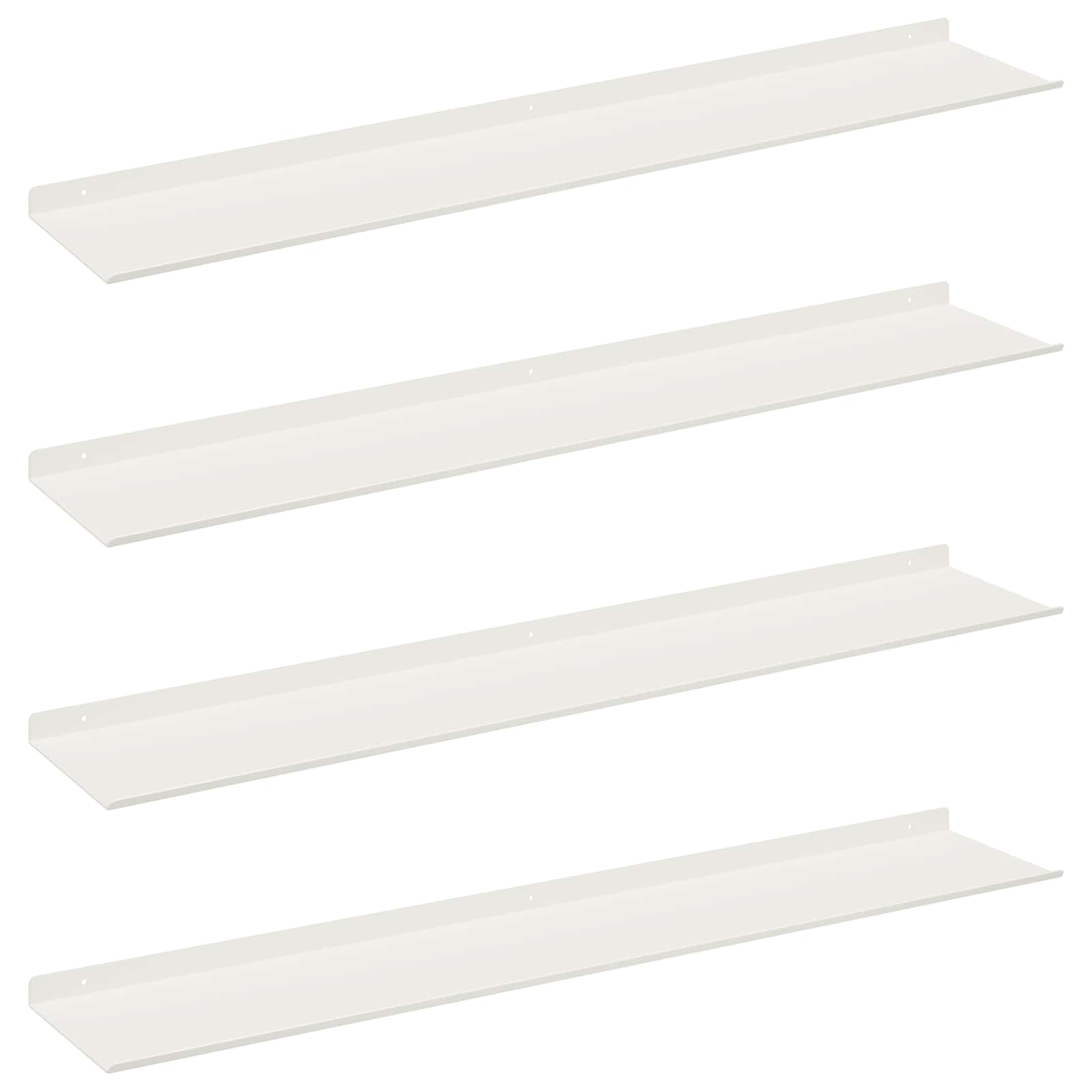 Drijvende plank 4 pcs Wit 100 x 18 x 2,5 cm Staal
