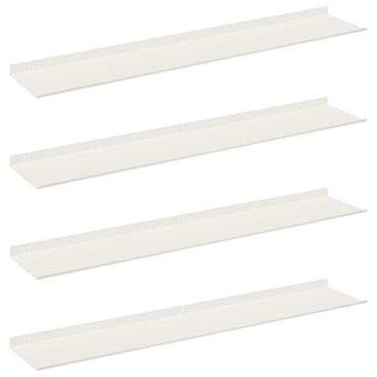 Drijvende plank 4 pcs Wit 100 x 18 x 2,5 cm Staal
