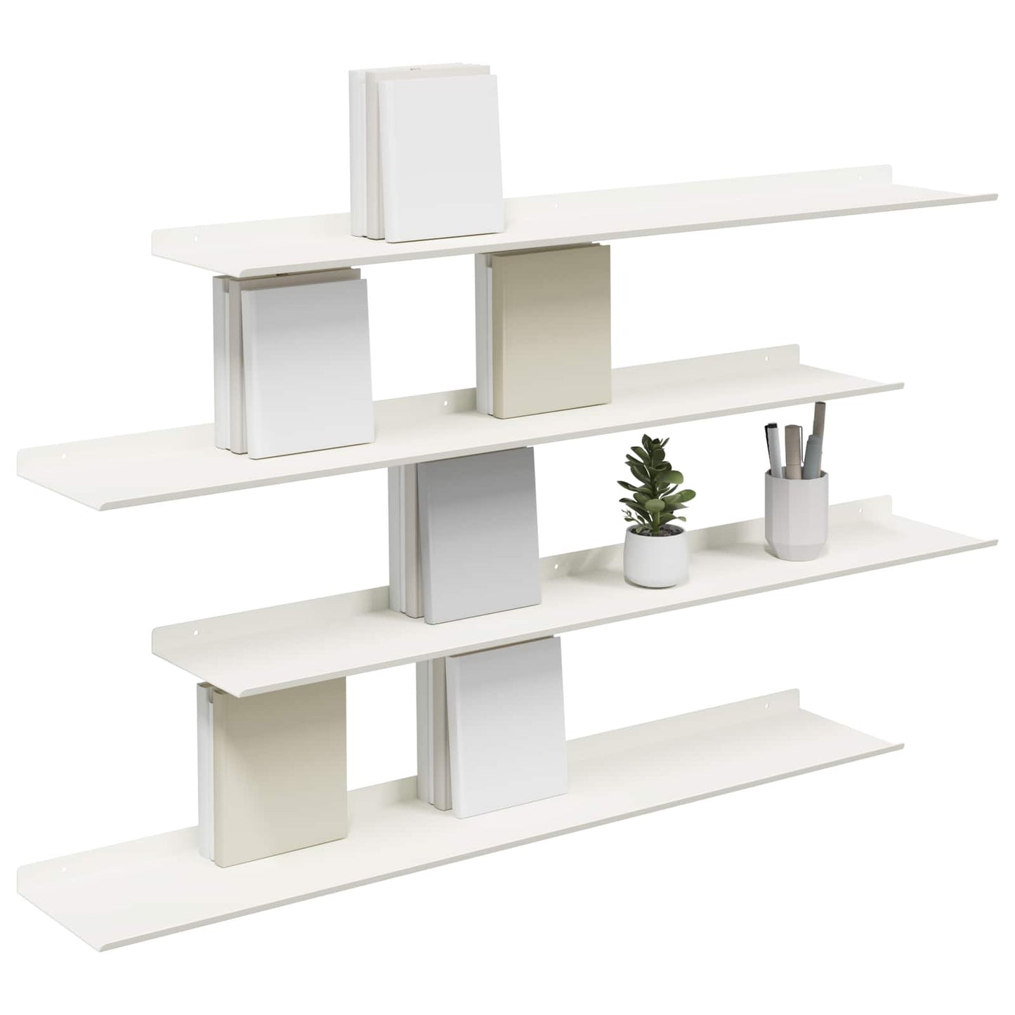Drijvende plank 4 pcs Wit 100 x 18 x 2,5 cm Staal