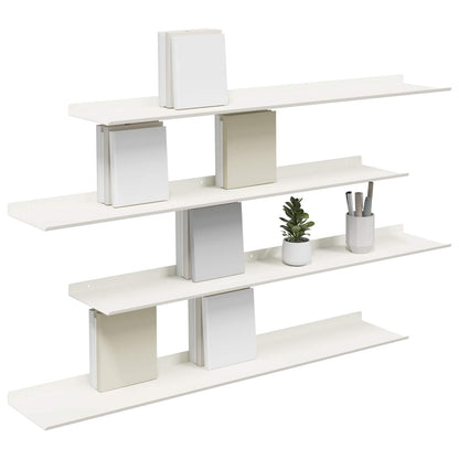 Drijvende plank 4 pcs Wit 100 x 18 x 2,5 cm Staal