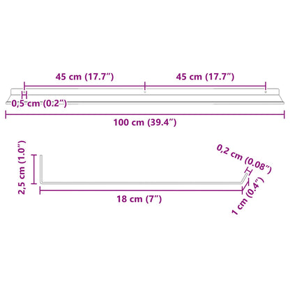 Drijvende plank 4 pcs Wit 100 x 18 x 2,5 cm Staal