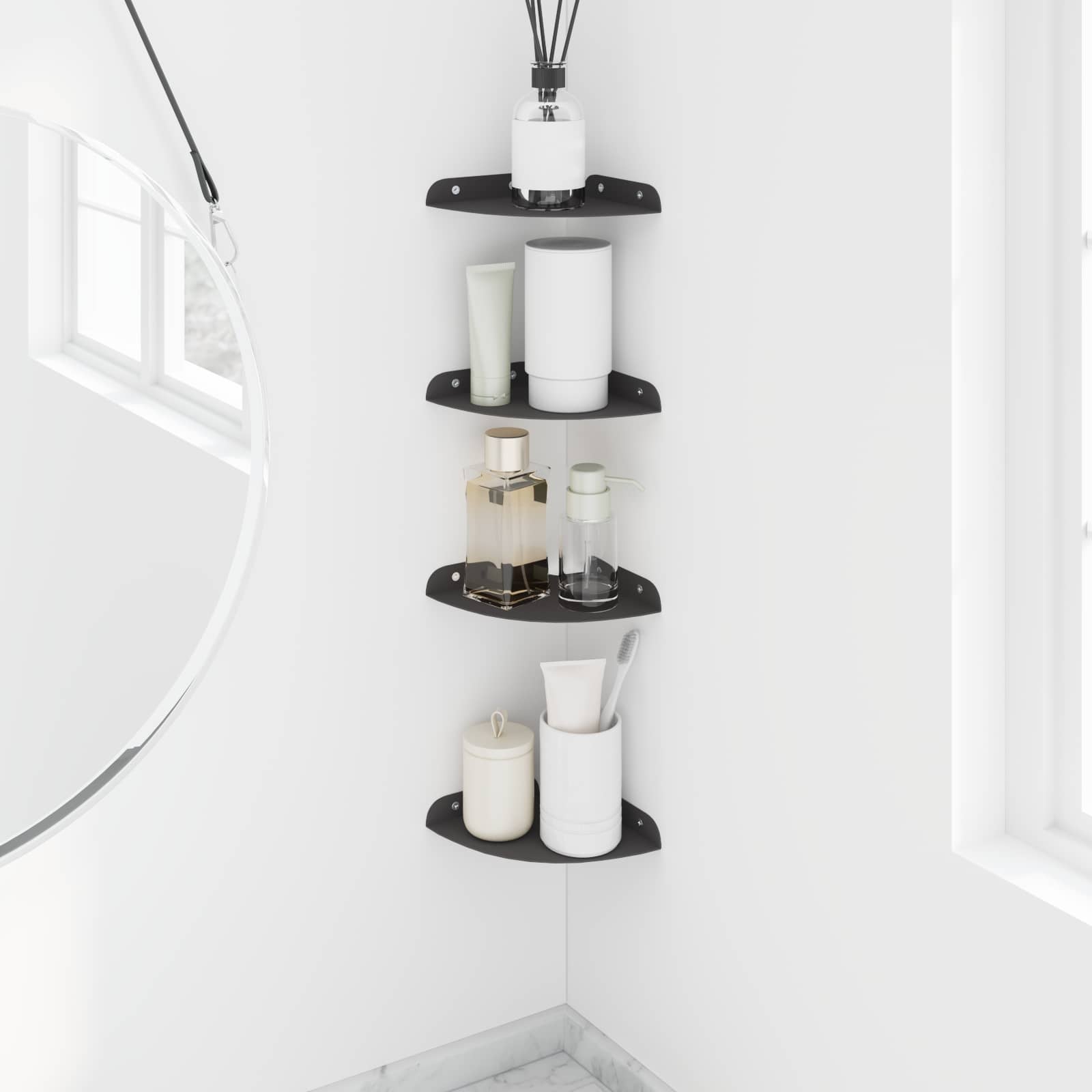 Drijvende plank met plank met opslag 4 pcs Zwart 15 x 15 x 2 cm
