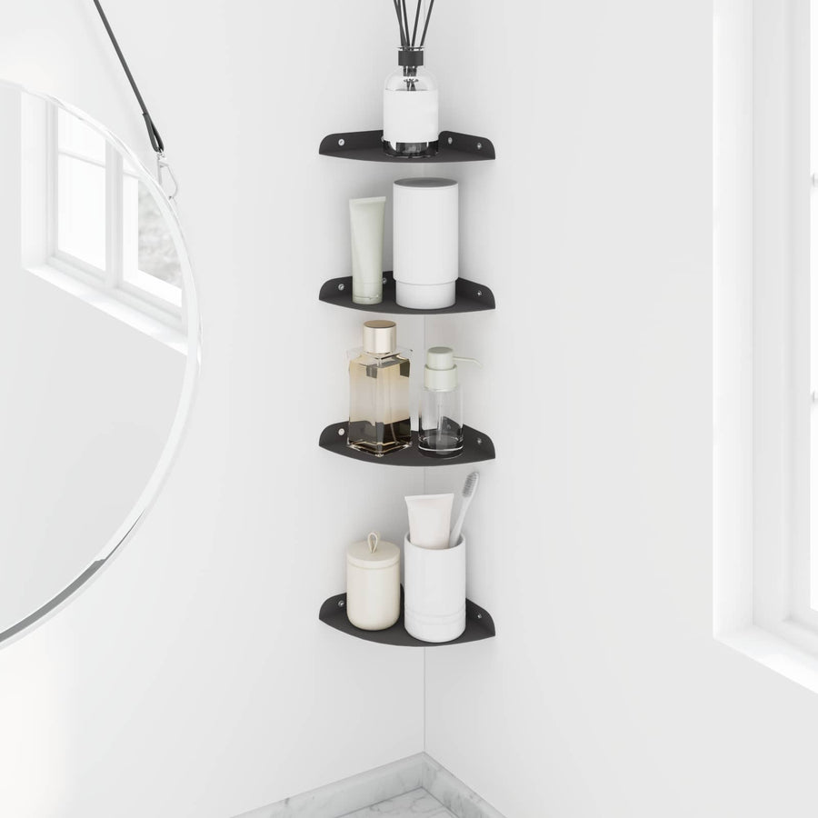 Drijvende plank met plank met opslag 4 pcs Zwart 15 x 15 x 2 cm