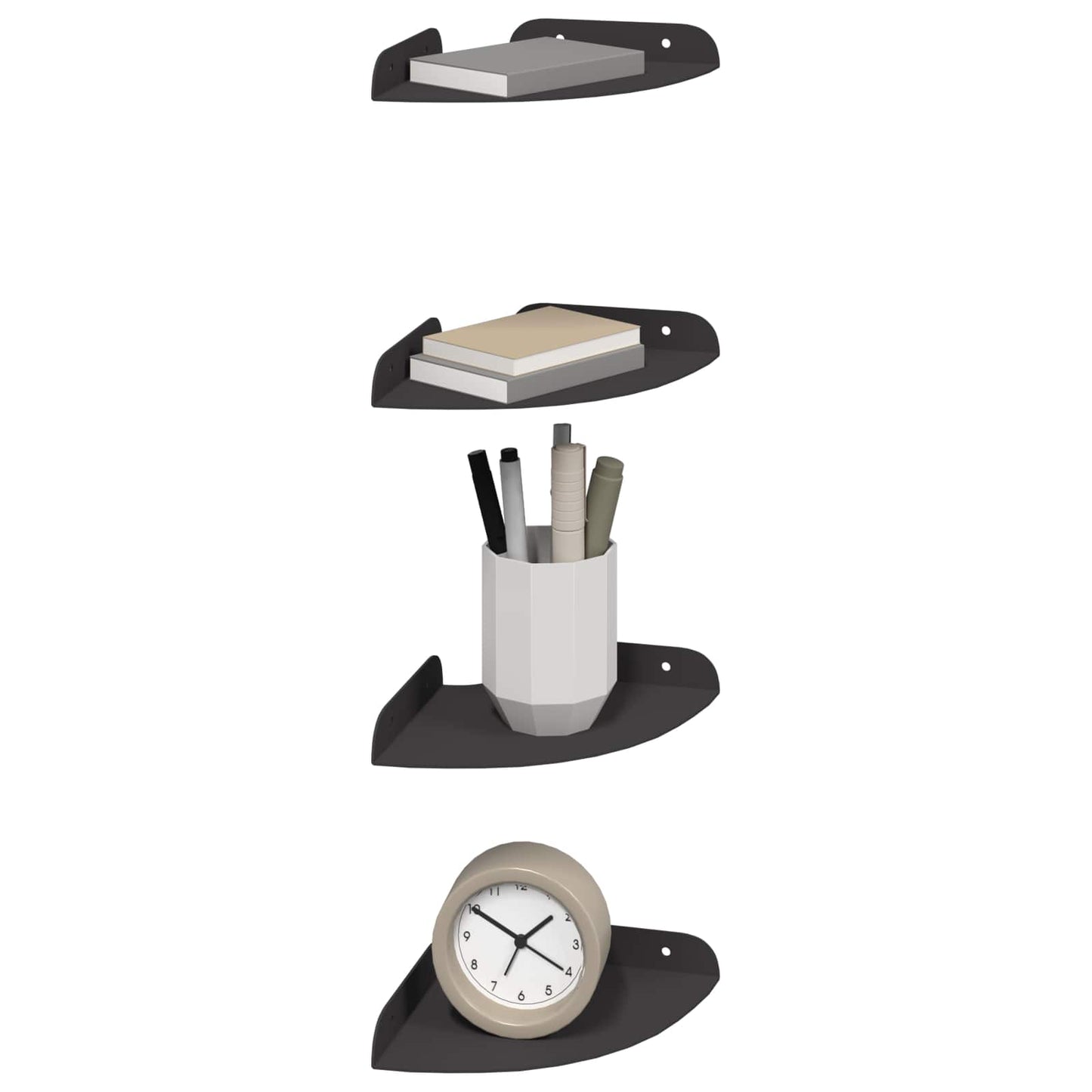 Drijvende plank met plank met opslag 4 pcs Zwart 15 x 15 x 2 cm