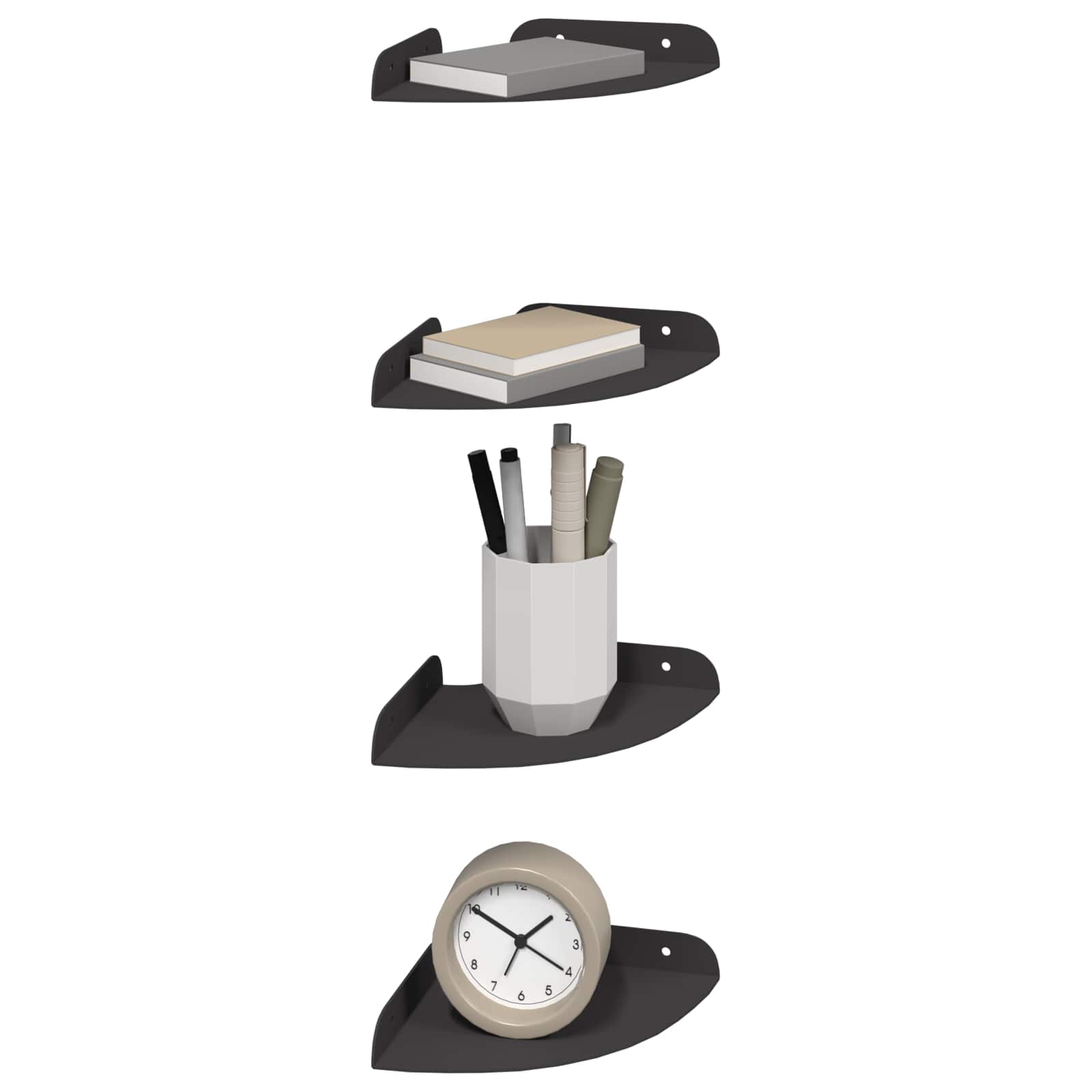 Drijvende plank met plank met opslag 4 pcs Zwart 15 x 15 x 2 cm
