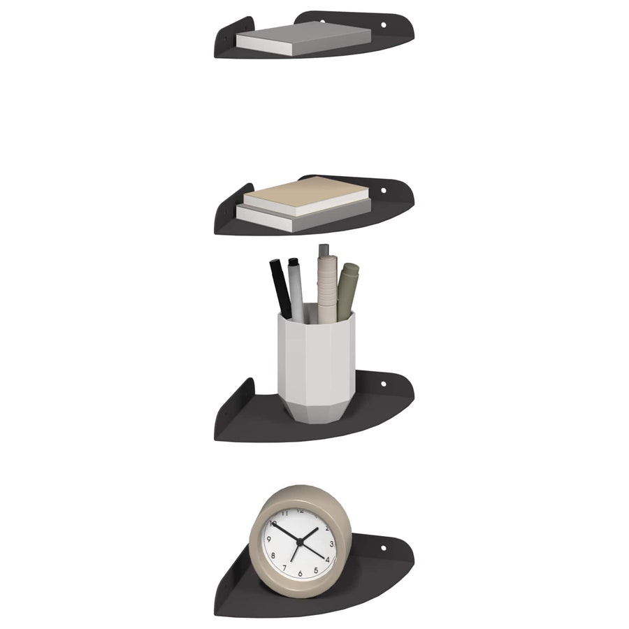 Drijvende plank met plank met opslag 4 pcs Zwart 15 x 15 x 2 cm