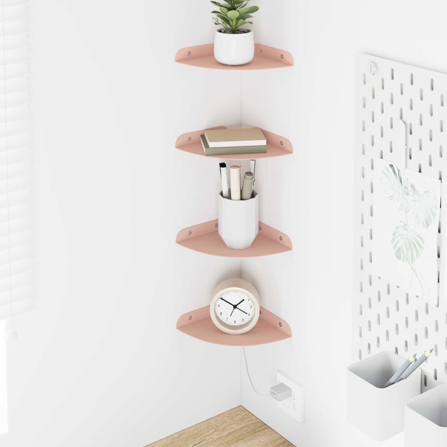 Drijvende plank met plank met opslag 4 pcs Roze 15 x 15 x 2 cm