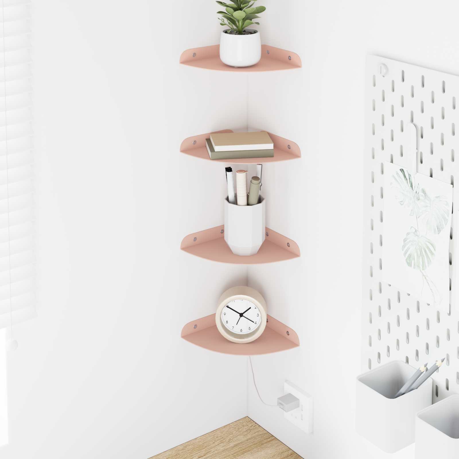 Drijvende plank met plank met opslag 4 pcs Roze 15 x 15 x 2 cm
