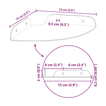 Drijvende plank met plank 2 pcs Mosterdgeel 15 x 15 x 2 cm