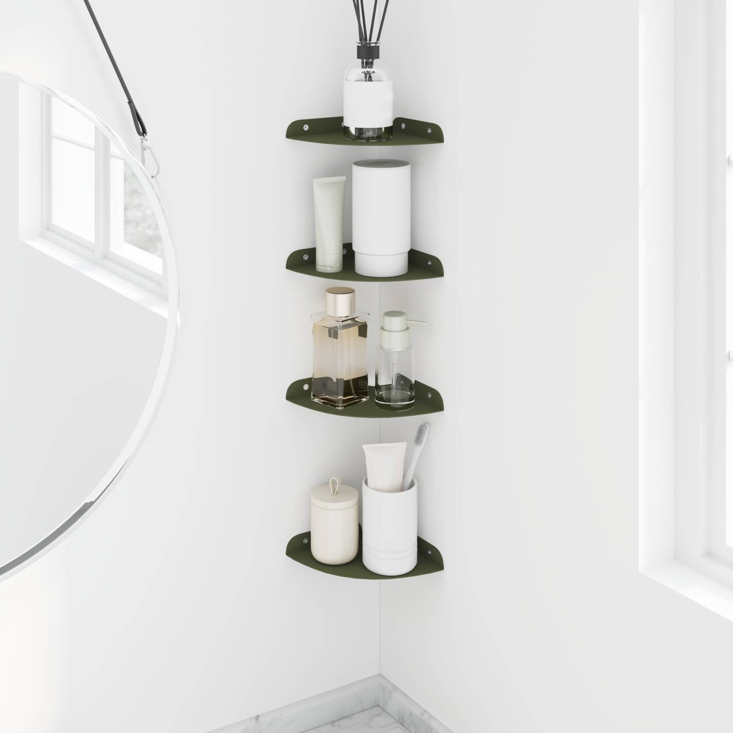 Drijvende plank met plank 4 pcs Olijf Groen 15 x 15 x 2 cm
