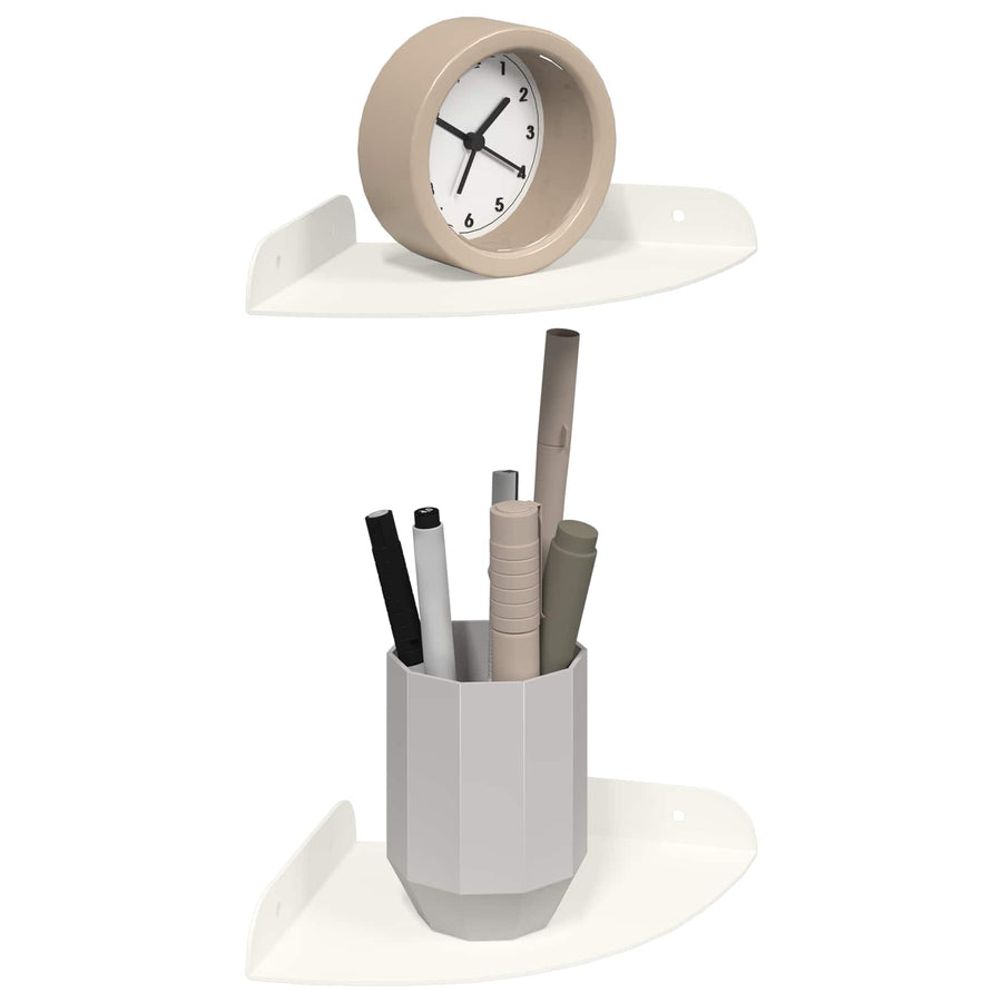 Drijvende plank met plank met opslag 2 pcs Wit 15 x 15 x 2 cm
