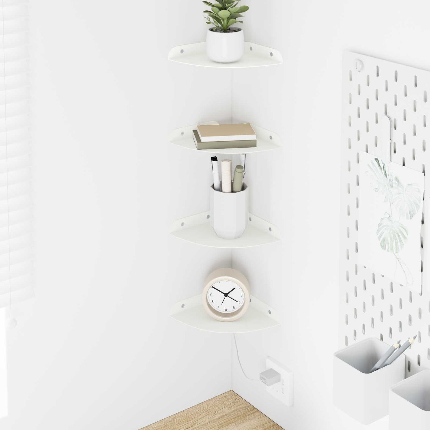 Drijvende plank met plank met opslag 4 pcs Wit 15 x 15 x 2 cm
