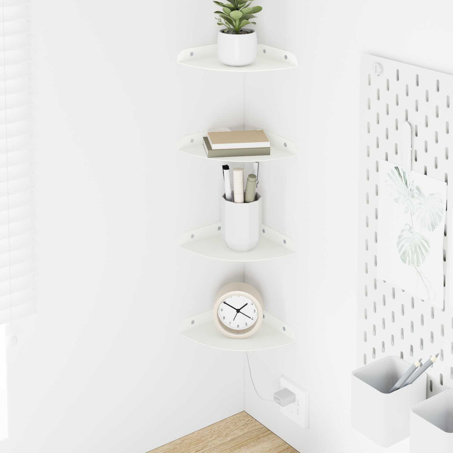 Drijvende plank met plank met opslag 4 pcs Wit 15 x 15 x 2 cm