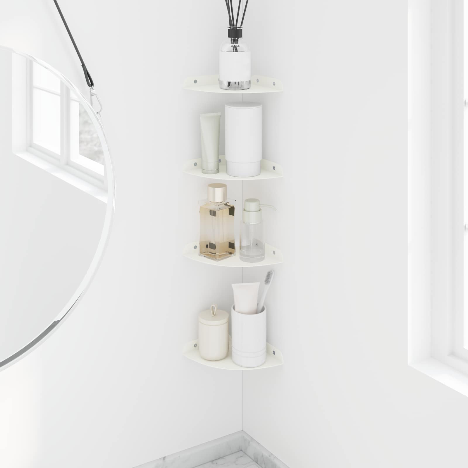 Drijvende plank met plank met opslag 4 pcs Wit 15 x 15 x 2 cm