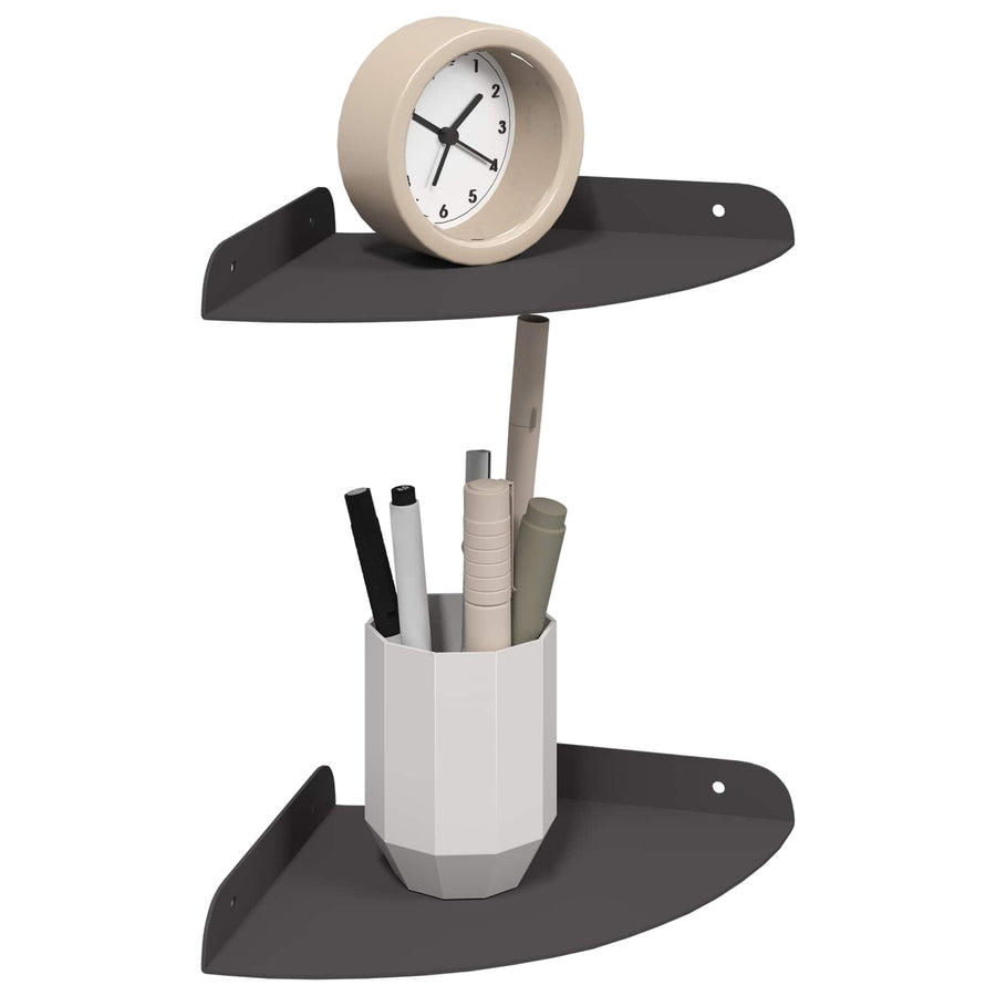 Drijvende plank met plank met opslag 2 pcs Zwart 18 x 18 x 2 cm