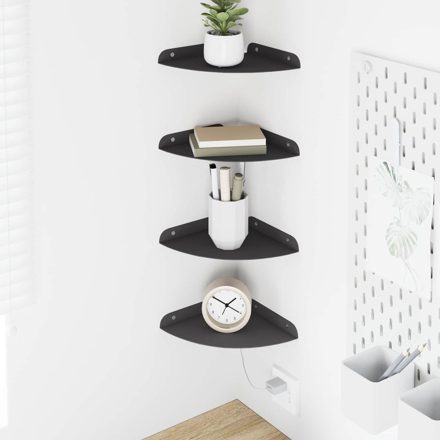 Drijvende plank met plank met opslag 4 pcs Zwart 18 x 18 x 2 cm