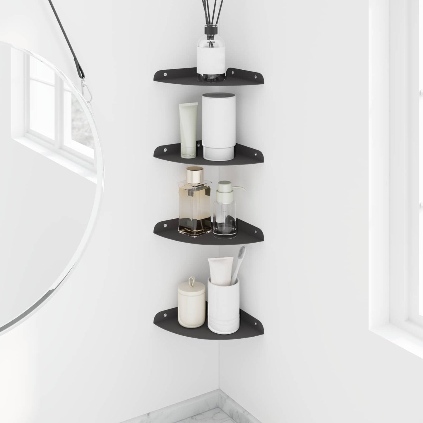 Drijvende plank met plank met opslag 4 pcs Zwart 18 x 18 x 2 cm